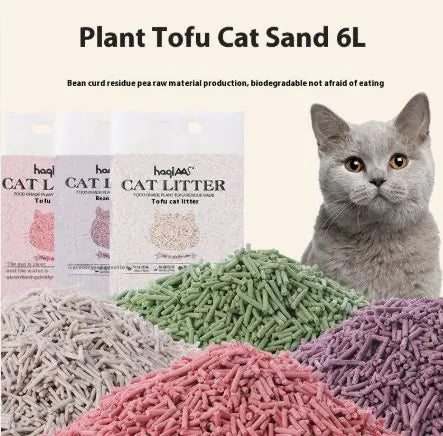 Close-up of Eco-Friendly Tofu Cat Litter demonstrating its biodegradable and compostable features, perfect for environmentally-conscious pet owners.