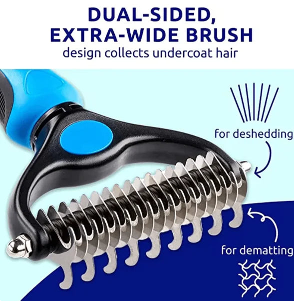 Close-up of the Elite Dual-Sided Pet Grooming Brush showcasing fine and soft bristles for optimal pet care.