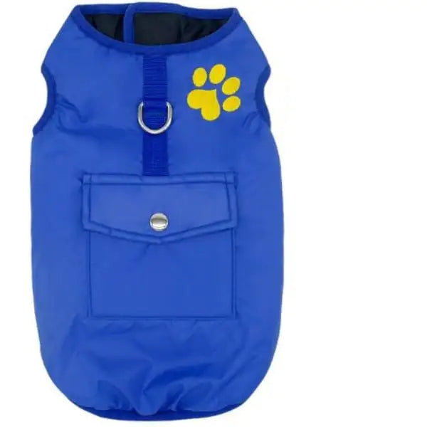 Cozy Winter Cotton Coat for Dogs displayed in a trendy blue color, designed for ultimate comfort and warmth.