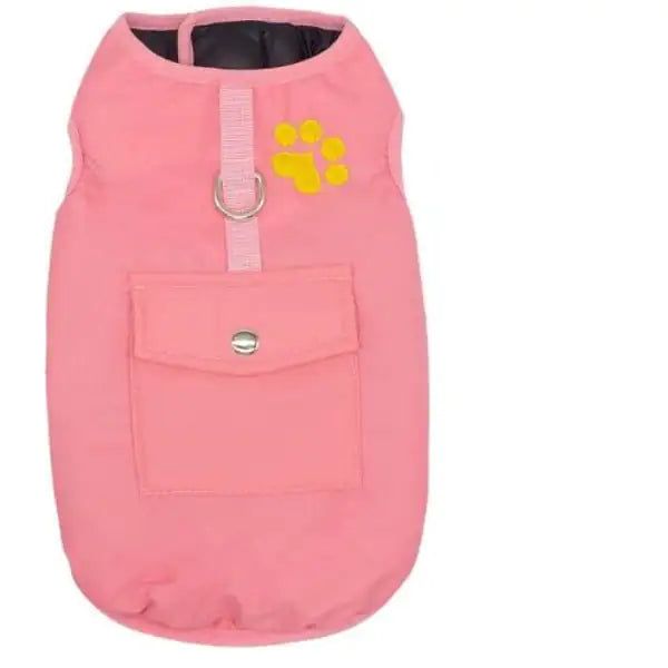 Cozy Winter Cotton Coat for Dogs shown in cheerful Pink, perfect for stylish winter walks.