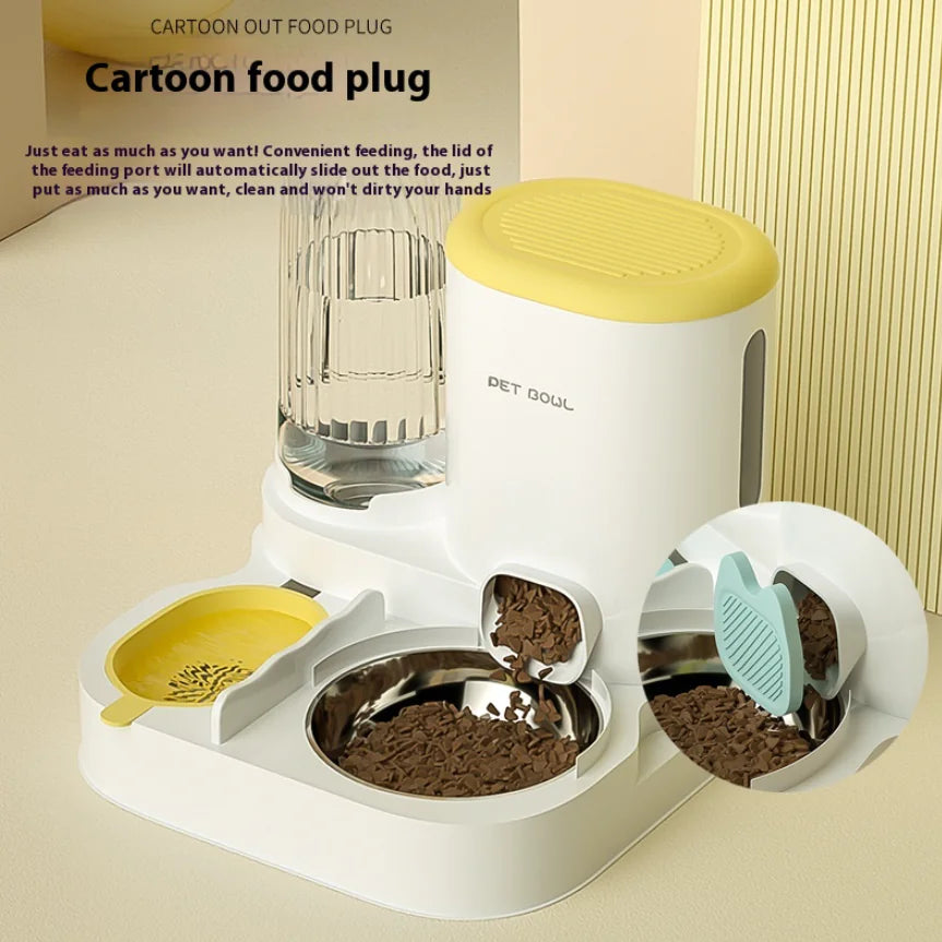 Dual Stainless Steel Food Bowls from the Automatic Cat Water Fountain kit, highlighting their rust-resistant and hygienic qualities.