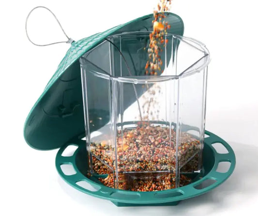 Efficient Automatic Bird Feeder with Multi-Hole Dispenser for Outdoor Feeding, perfect for attracting a variety of birds in your backyard.